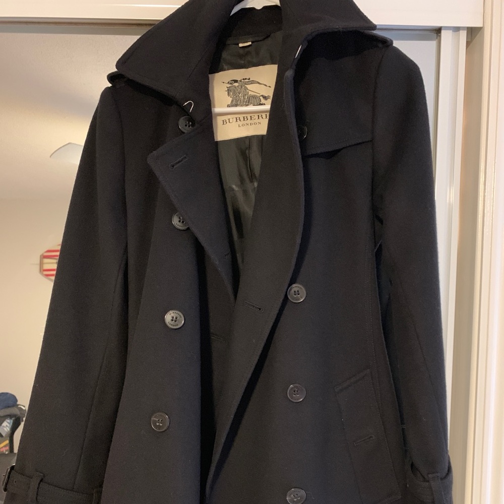 Burberry black wool trench
